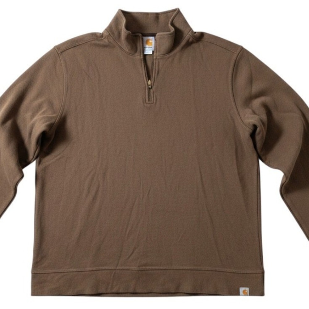Carhartt 1/4 Zip Pullover Mens XL Relaxed Fit Elbow Patches Brown